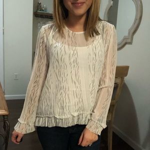 Anthropologie Pleated Ruffle Blouse